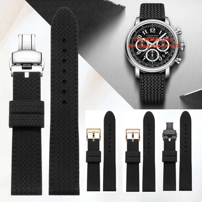 18 20 22 24 mm Rubber Tire Tread Pattern Strap Fits Chopard Mille Miglia Watch - Photo 1/4