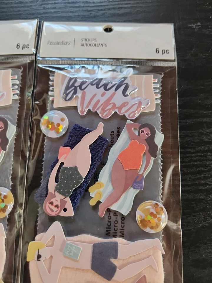 Lote de 2 Adesivos Beach Vibes Scrapbooking Journaling Card Making Ocean - Imagem 3 de 4