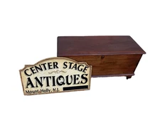 67016 Antique Primitive Storage Blanket Chest With Dovetailed Sides