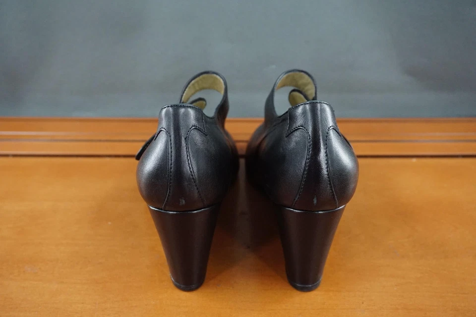 Zapatos Taryn Rose para mujer talla 7,5 negros cuña Mary Jane cuero hechos en Italia Foto 4 de 4