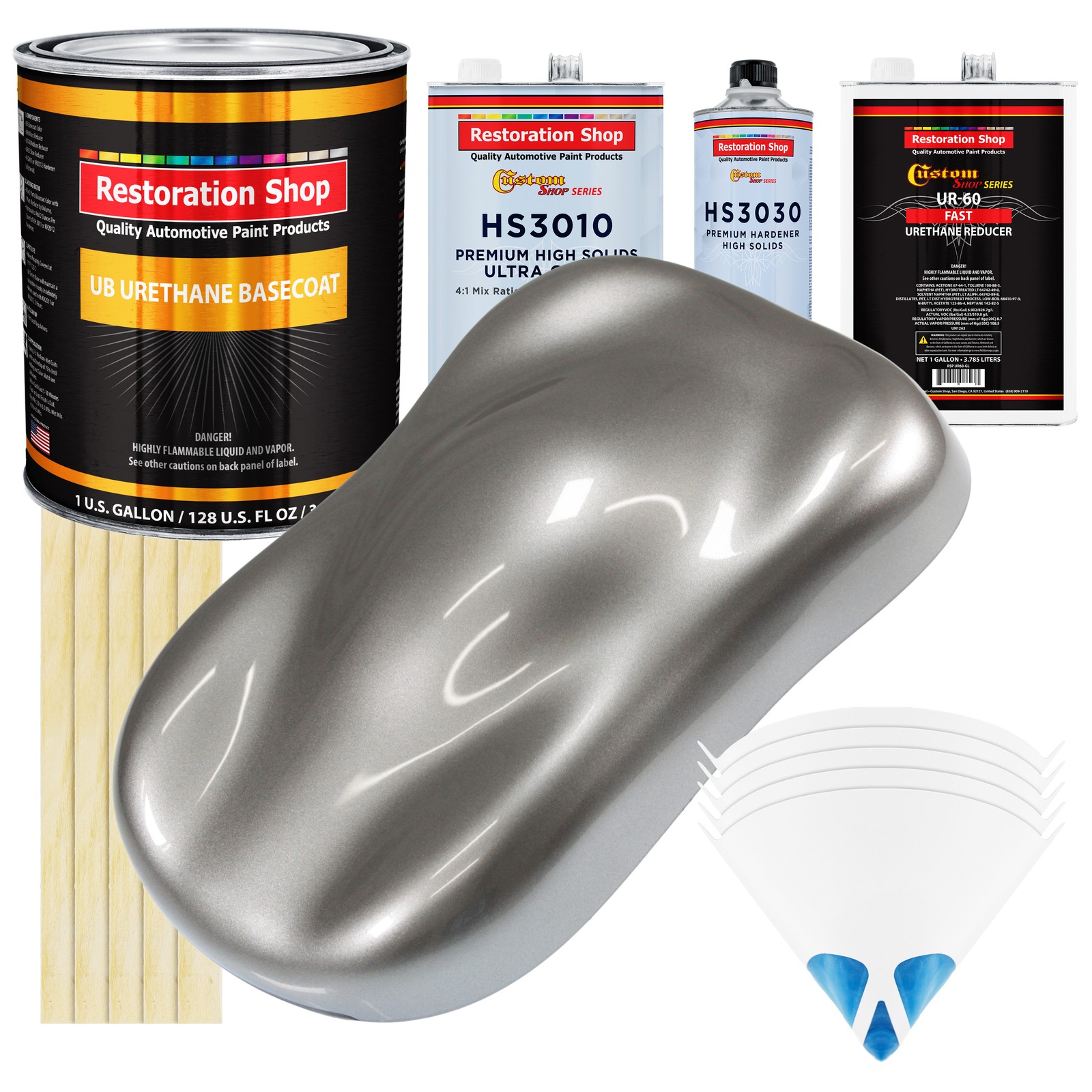 Titanium Gray Metallic Urethane Basecoat Clearcoat Auto Paint Fast Gallon Kit