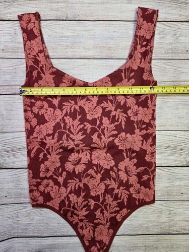 Intimately People Red and Pink Floral Scoop Neck Tank Bodysuit Stretchy XS/S - Picture 8 of 12