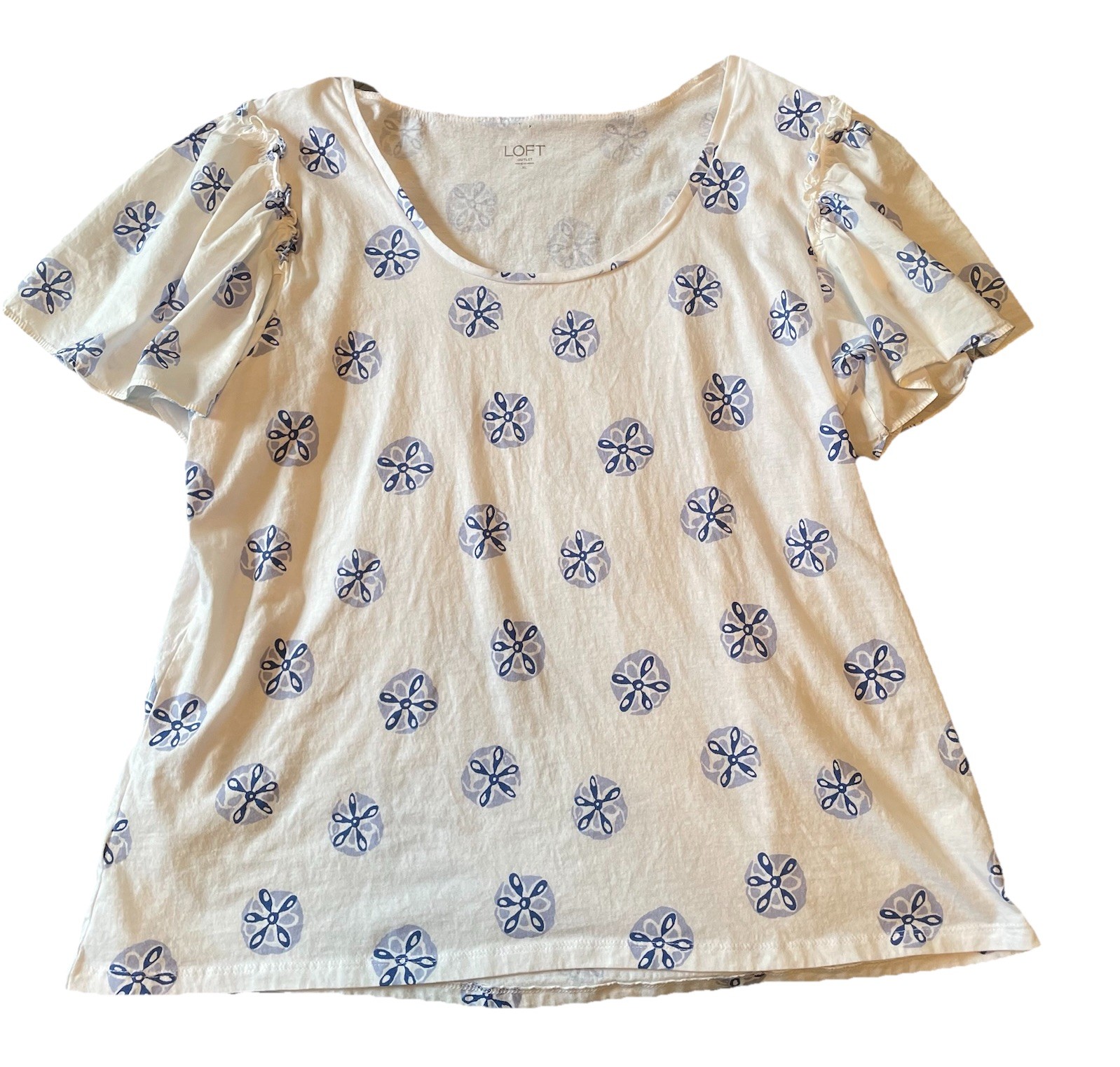 LOFT Outlet Womens Boho Cotton Summer Top Sand Dollar White Size XL Casual Breezy  