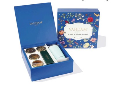 NIB - VAHDAM Assorted Tea Gift Set w/ Tumbler & Tea  Infuser (4 Teas Included)