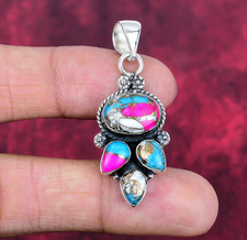 Cotton Candy Turquoise Gemstone Handmade 925 Solid Silver Pendant Jewelry Gifts