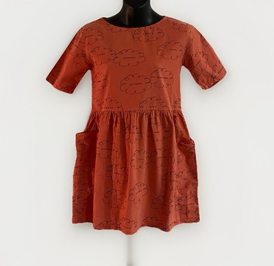 Girl s Dress BOBO CHOSES 8/9 YO Mixed Media Bubbles Chimp Red Spain Sustainable