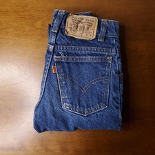 Vintage LEVIS Boys Size 8 Slim 405-0216 Straight Leg Jeans Orange Tab