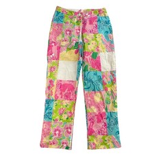 Vintage Lilly Pulitzer Pants Womens 0 Cropped Capri Multicolor Patchwork Cotton