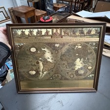 Blaeu Wall Map Framed Gold Foil Vintage World Map Decorative