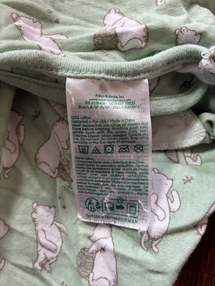 Disney Bebé Niño Niña Lindo Winnie The Pooh 100% Algodón Envoltura Verde Claro 0-3M Foto 3 de 4