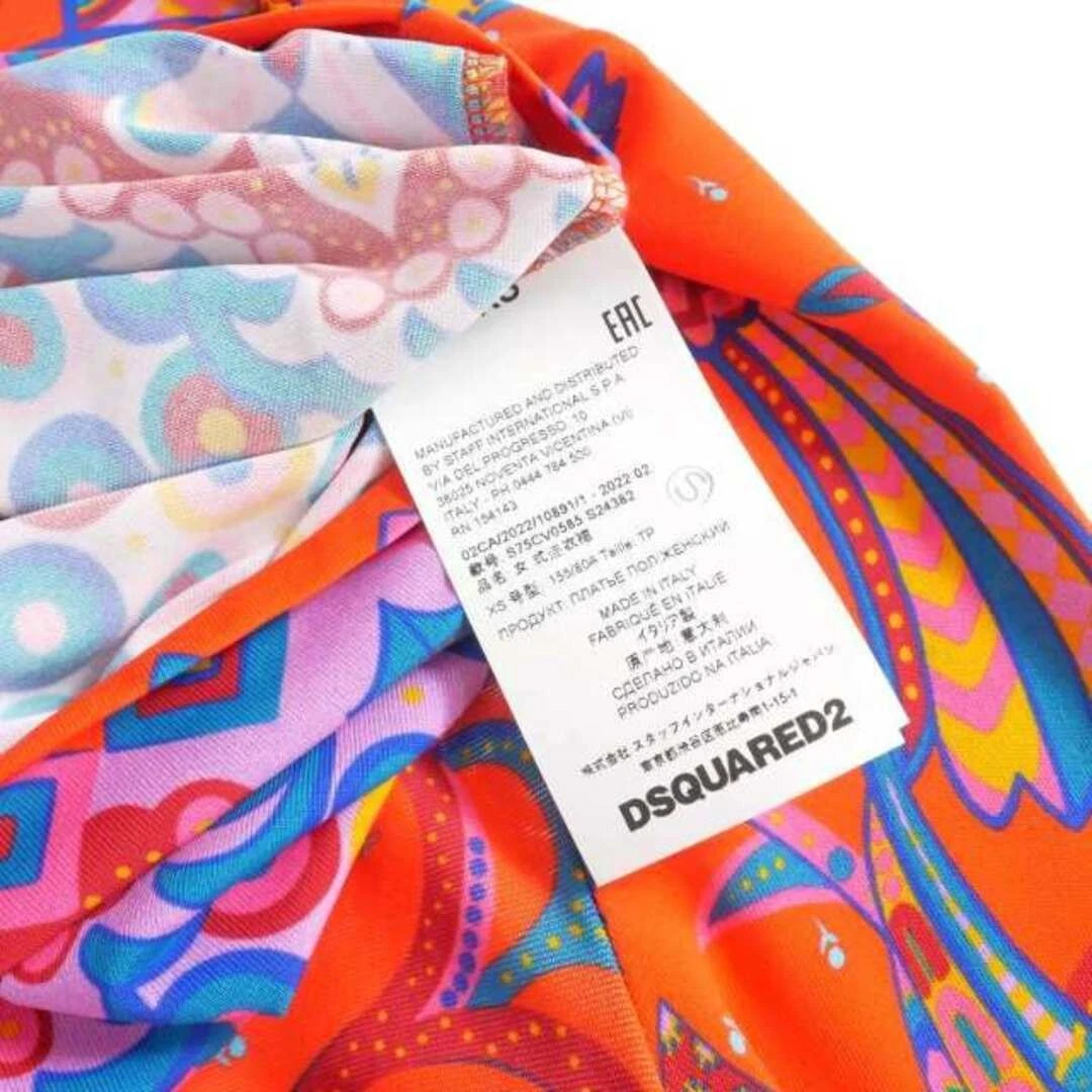 Abito DSQUARED DSQUARED2 22AW maglia viscosa increspato manica lunga XS arancione u