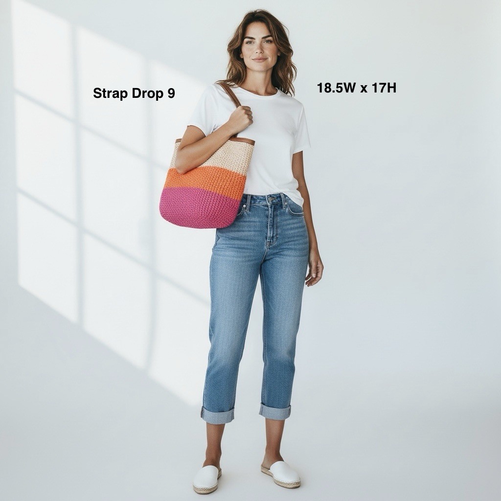 No Boundaries Sunset Colorblock Crochet Tote Bag | EUC Woven Beach Bag
