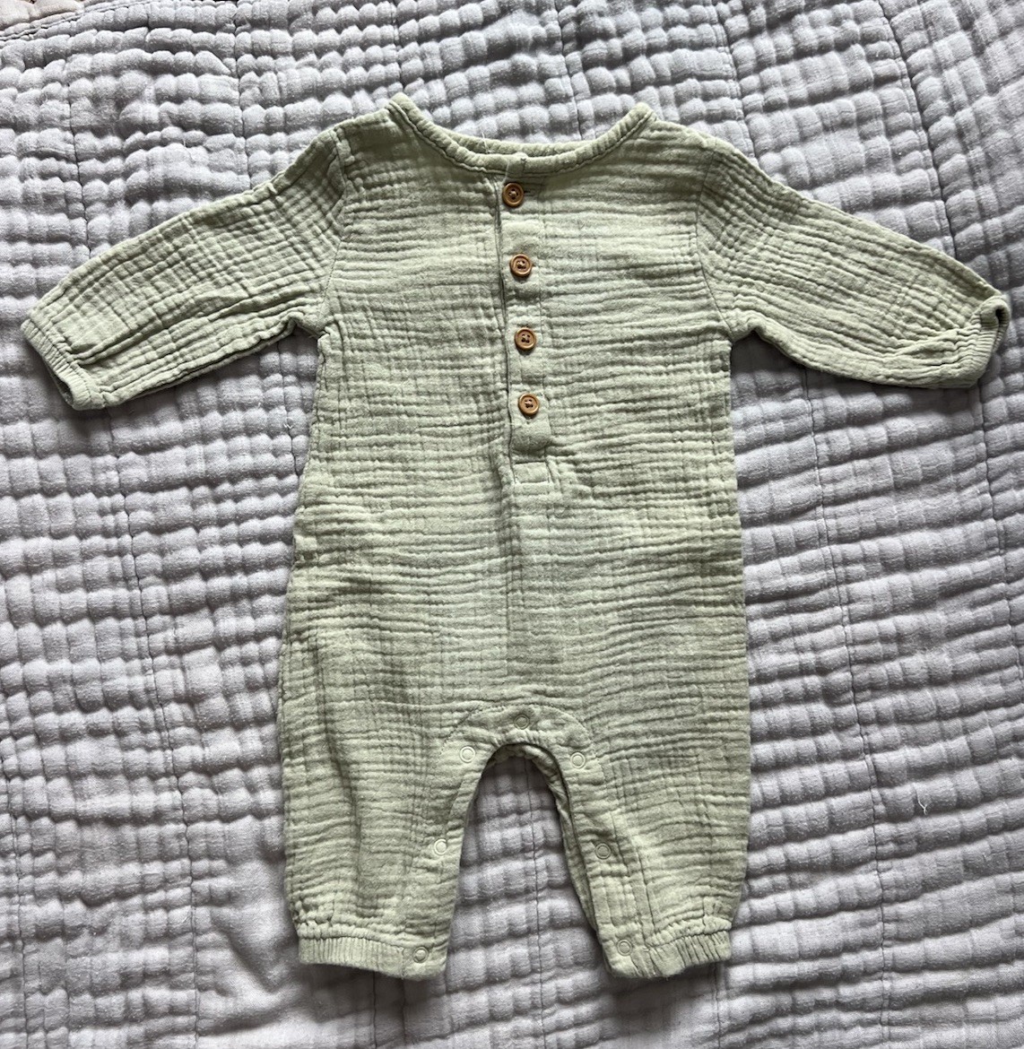 Romper Onesie sea mist Green 100% Cotton Coverall 0-3M Softest Muslin by Gerber-image
