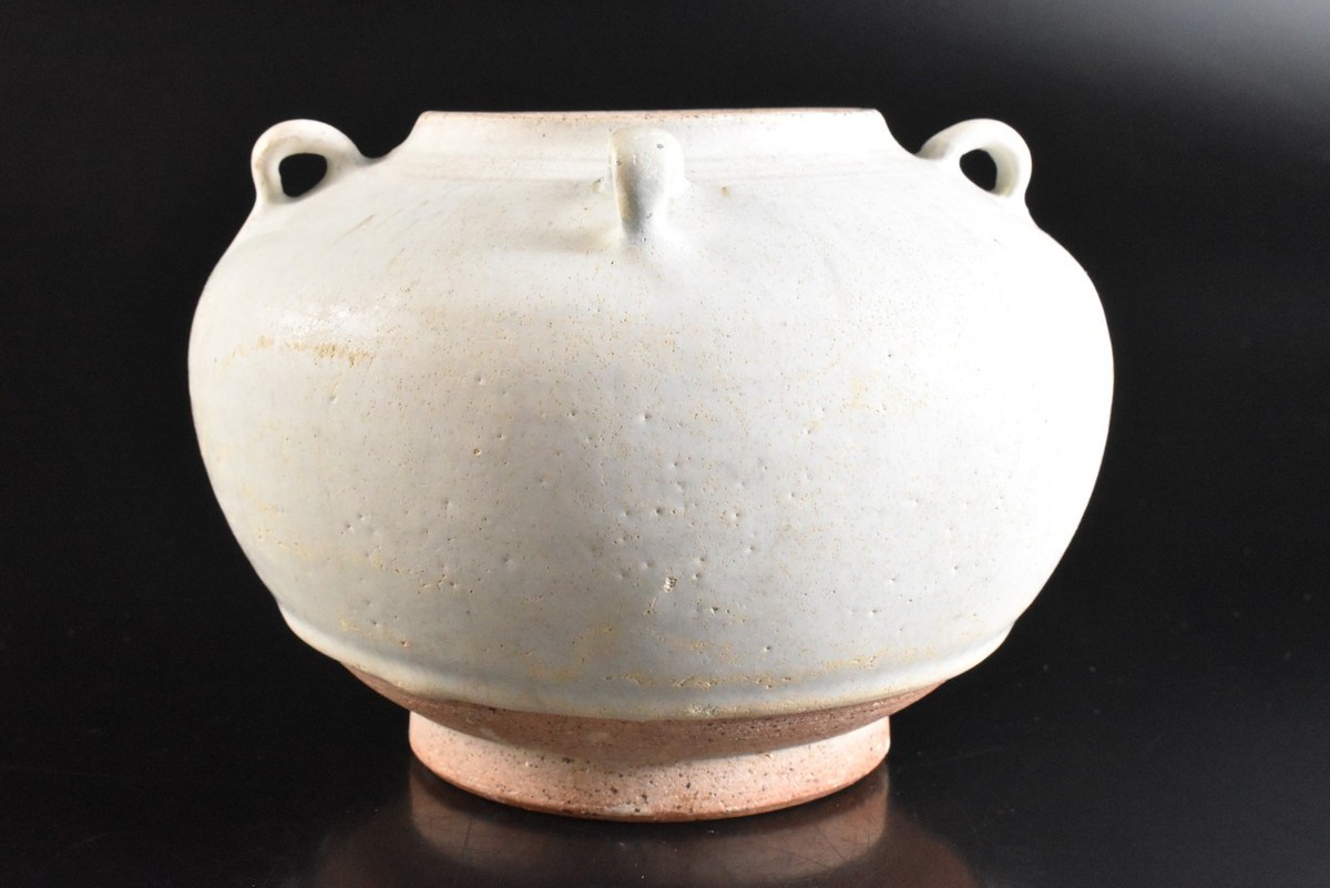 中国花瓶 S2072: XF Chinese White glaze Hanging FLOWER VASE with a