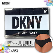 NWT DKNY Women's M 3-Pk. Litewear Cut Anywear Hipster DK5028BP3, Black