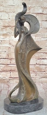 Signed Original Kassin a Tribute to Erte Bronze Sculpture Marble Figurine Figure
