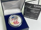 1999 American Eagle Full Color Walking Liberty .999 Fine Silver 1oz Coin COA Box