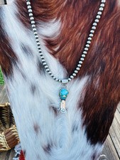 Handcrafted Turquoise & Sterling Silver Beaded Blossom Necklace