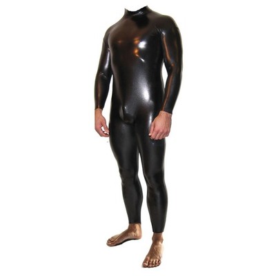 Rubberfashion Wetlook Catsuit - Ganzkörper Glanz Ganzanzug Suit - Schritt offen 