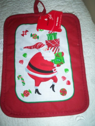 CHRISTMAS WINTER QUILTED POTHOLDER Trivit Sneaky Santa, Gifts, Candy Presents - Foto 2 di 2