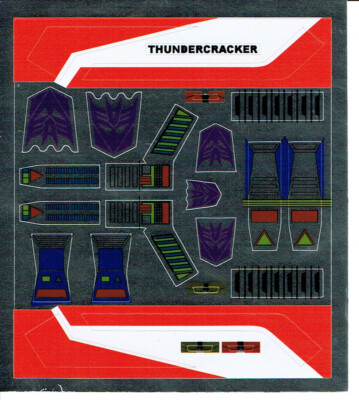 TRANSFORMERS GENERATION 1, G1 DECEPTICON THUNDERCRACKER REPRO LABELS / STICKER