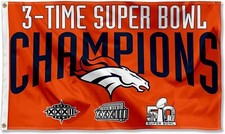 Denver Broncos 3x5 ft flag 3-Time Super Bowl Champions Ideal NFL Gift Banner