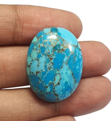 38.90 Ct Blue Copper Turquoise Oval Cabochon AAA Quality Loose Gems For Pendant