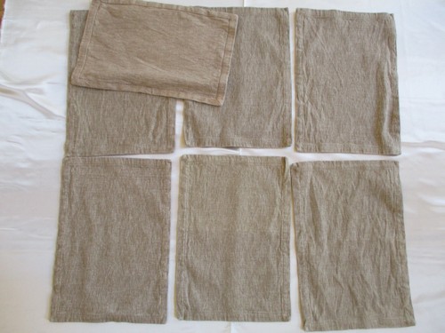 Juego de (7) colchonetas de algodón y lino de 18" x 12" color tostado/natural dobladillo de borde de 1" - Imagen 6 de 6