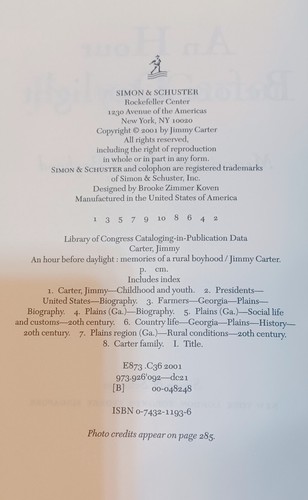 An Hour Before Daylight: Memories Of A Rural Boyhood By Jimmy Carter 2001 - Picture 5 of 7