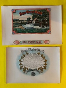 HIGH WATER MARK * GETTYSBURG PA * CIGAR BOX OUTER & INNER LID LABELS * CIVIL WAR