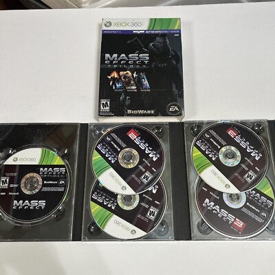 Mass Effect Trilogy (Microsoft Xbox 360, 2012) 5 Disc Set Slipcover VGC