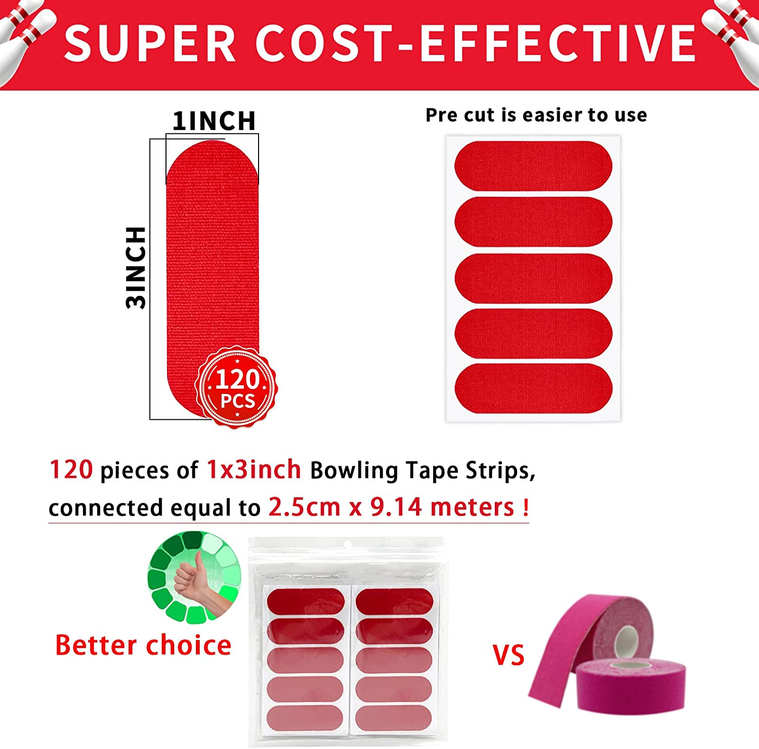 120PCS Bowling Thumb Tape Bowling Finger Tape Bowling Tape Thumb for