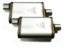 Pair Of 2.5 Offset In 2.5 Center Out Dual Chamber Universal Mufflers