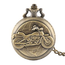 Punk Bronze Motorcycle Quartz Pocket Watches Fob Pendant Pocket Gifts Men Women