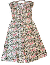 Loft 12 NWT Short Sleeve Tie Front Floral Swing Shirt Dress Cottagecore Peasant