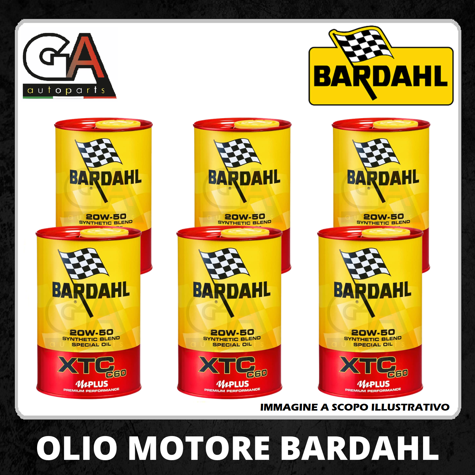 Olio Motore Auto Bardahl 20W50 XTC C60 Fullrene Polarplus prestazioni 6 litri