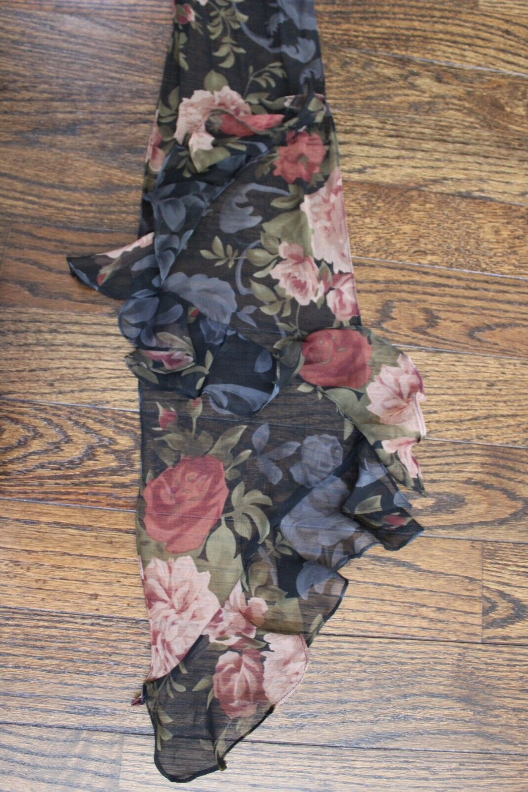 Lightweight Rectangle Ruffled Accent Scarf Black … - image 6