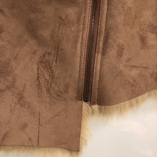 Boston Proper Faux Suede Fur Full Zip Vest Women's Sz Medium Brown - Picture 12 of 12