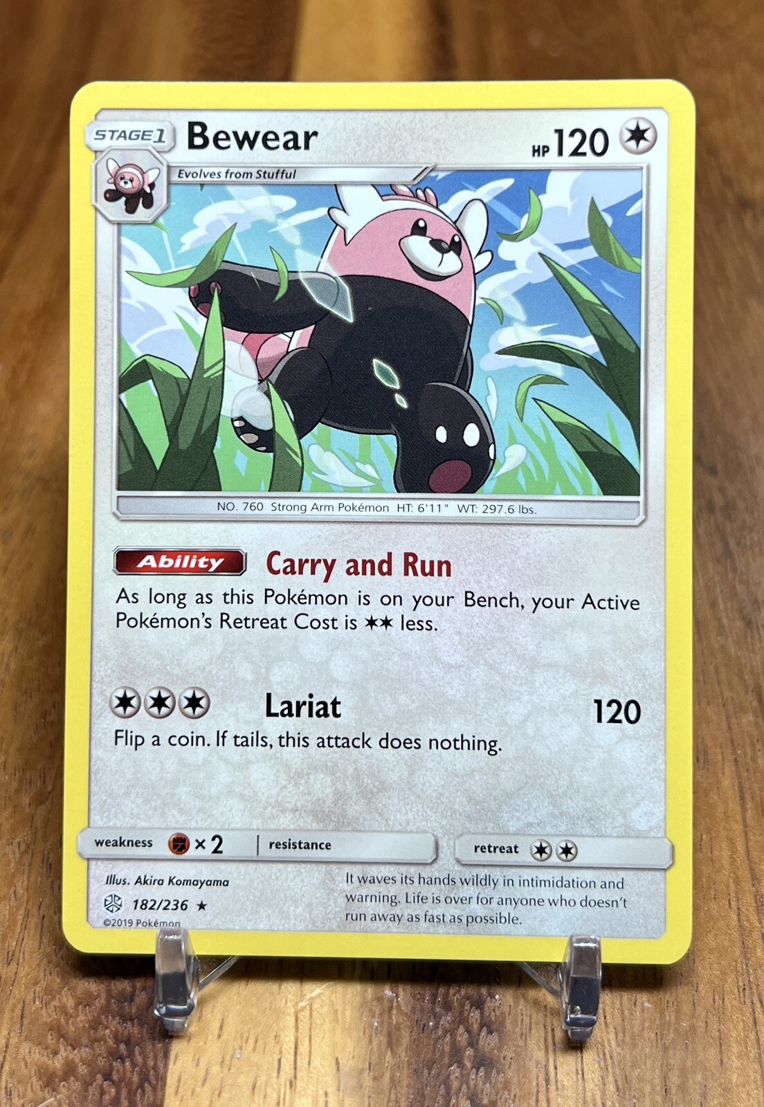 Bewear 182/236 Non Holo Rare Cosmic Eclipse Pokemon Card NM