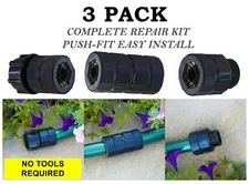 Complete Hose Repair Kit 3PK 5/8" Push Fit No Tools Req Hydro-Seal No Leak Tech