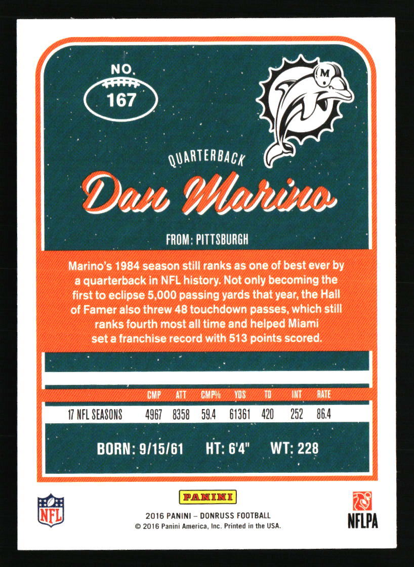 Dan Marino 2016 Panini Donruss #167 FOOTBALL Card | eBay
