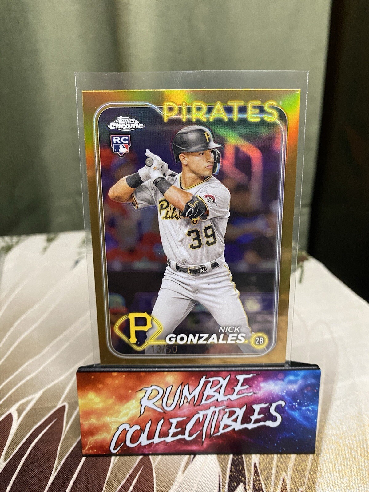 2024 Topps Chrome Nick Gonzales Rookie True Gold Refractor /50 #72