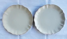 Pair of Grestel Stoneware Scalloped Rim Dinner Plates - Cream