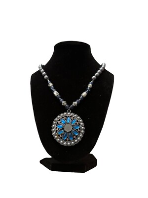 Blue & Gray Chain Necklace  w/pendant fantasy Whimsigoth - missing Stone 19 