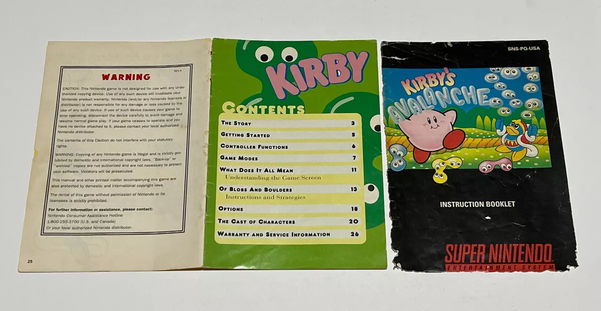 Snes - Kirby's Avalanche Super Nintendo Manual Booklet Only No