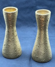 2 Vintage Weeping Bright Gold Vases 6" tall Hollywood Regency Glam Holiday Pair