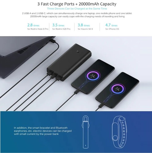 Xiaomi Power Bank 3 Pro 20000mAh 50W Portable Charger USB Type C PD Battery Pack - Picture 11 of 23