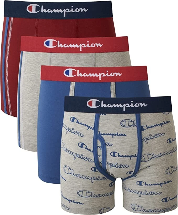 Champion Boys' Everyday Comfort Cotton Stretch Boxer Briefs (4 Pack) SMALL  6-8