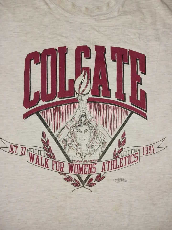 Vintage 1991 Colgate University T Shirt Size Large L Walk For Womens Athletics  - Image 4 of 4