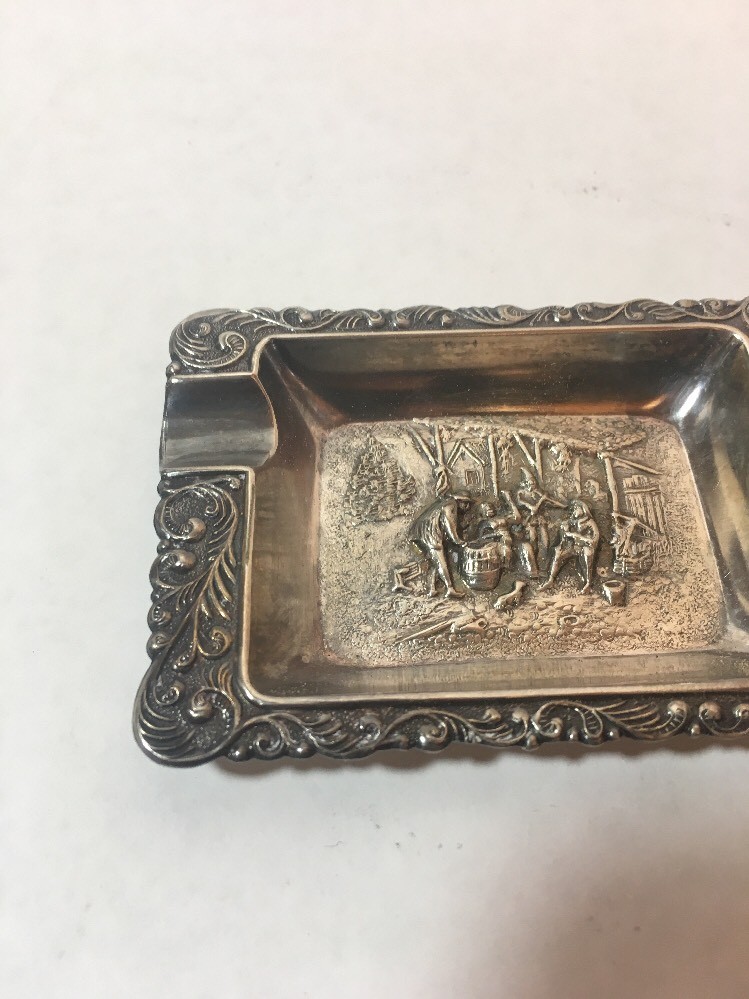 VINTAGE DENMARK HANS JENSEN ASHTRAY SILVER PLATED TAVERN SCENE | eBay